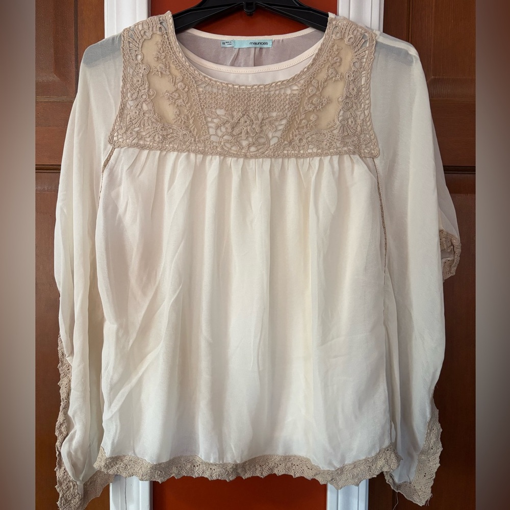 Maurices Cream Lace Detail Blouse